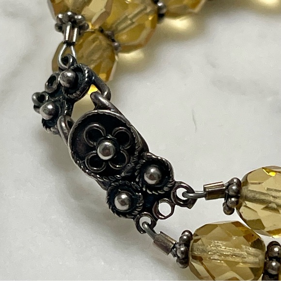 FAITH Silver & Multifaceted Yellow Topaz Double Strand Bracelet - Picture 4 of 7